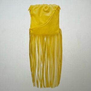 Bottega Veneta Yellow Nappa Fringe Shoulder Bag